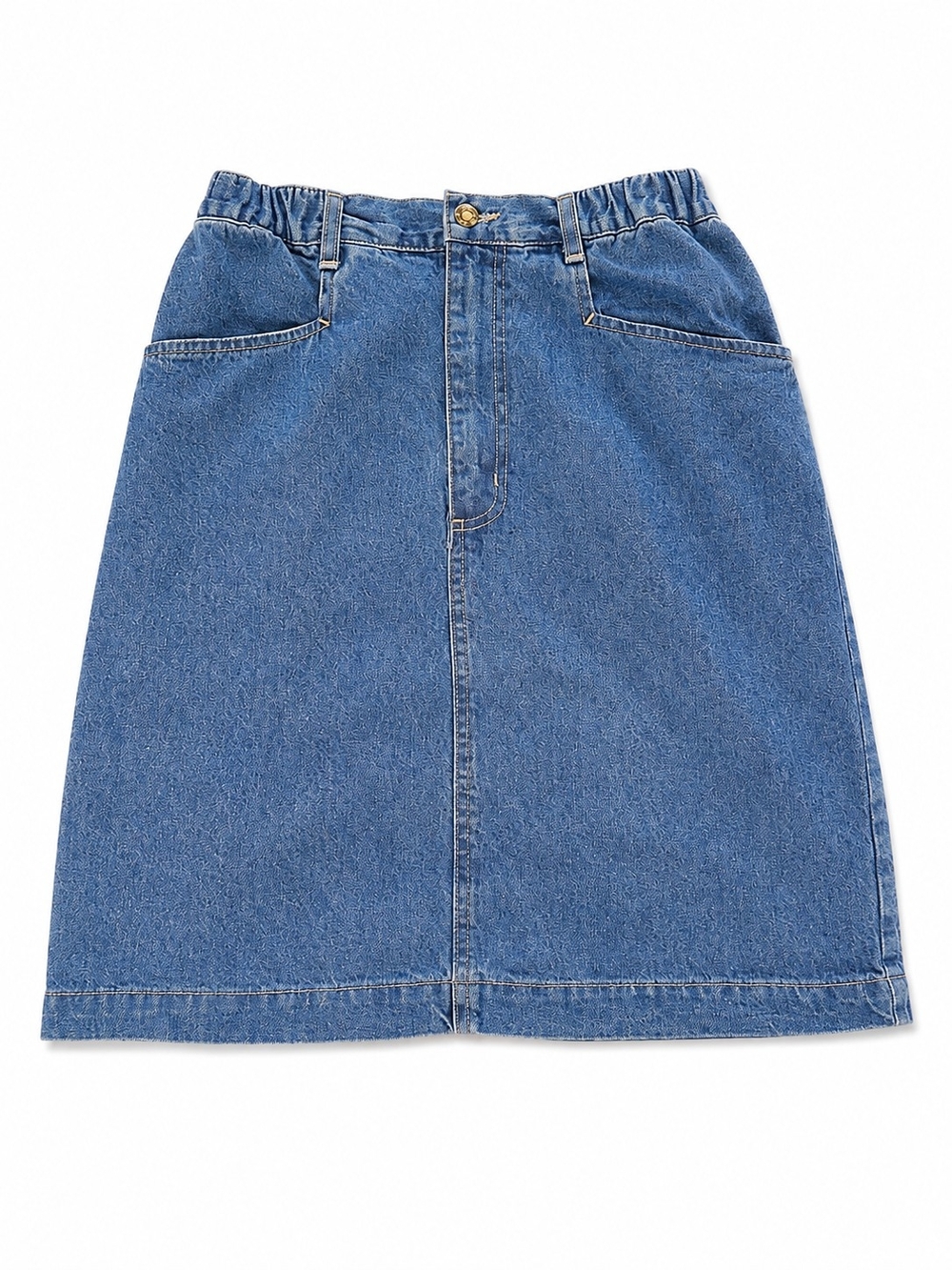 Vintage 90s Classic Blue Denim A-Line Midi Skirt Size 8